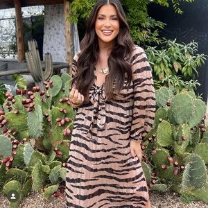 Buddy Love Zebra Print Long Sleeve Dress